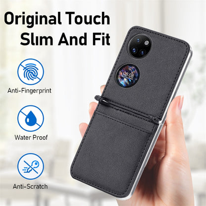 Litchi Pattern Card Folding Phone Case, For Huawei P50 Pocket