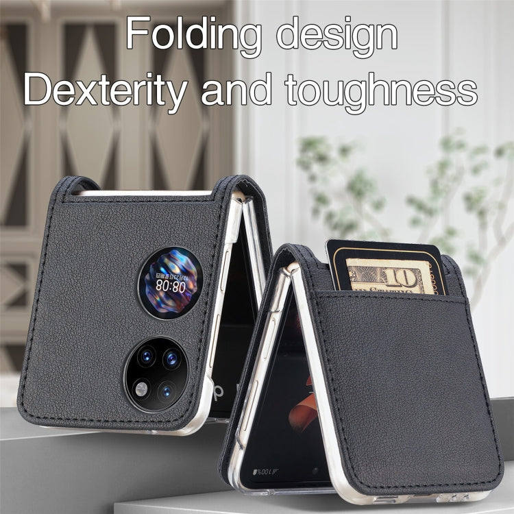 Litchi Pattern Card Folding Phone Case, For Huawei P50 Pocket