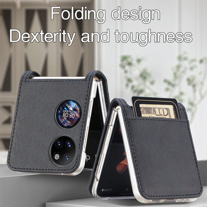 Litchi Pattern Card Folding Phone Case, For Huawei P50 Pocket