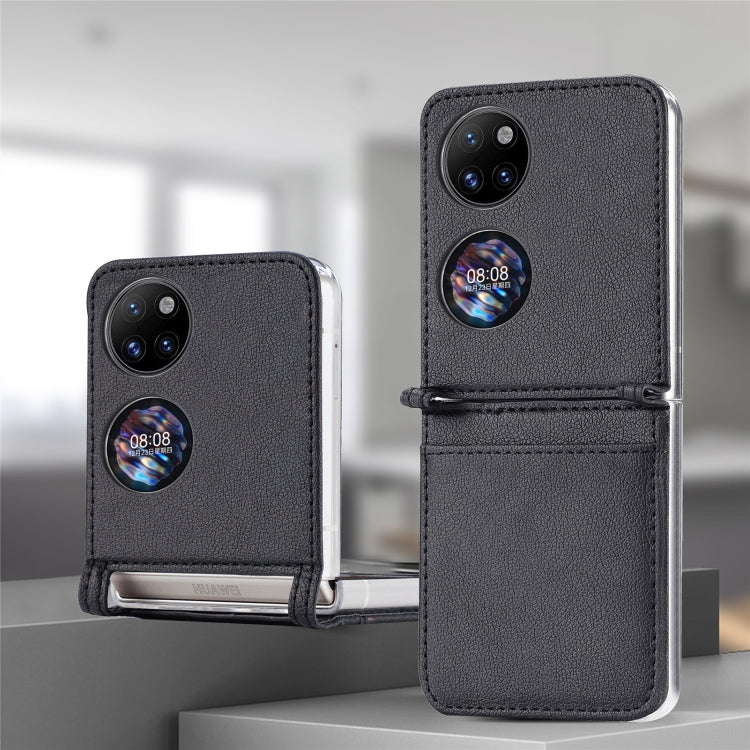 Litchi Pattern Card Folding Phone Case, For Huawei P50 Pocket