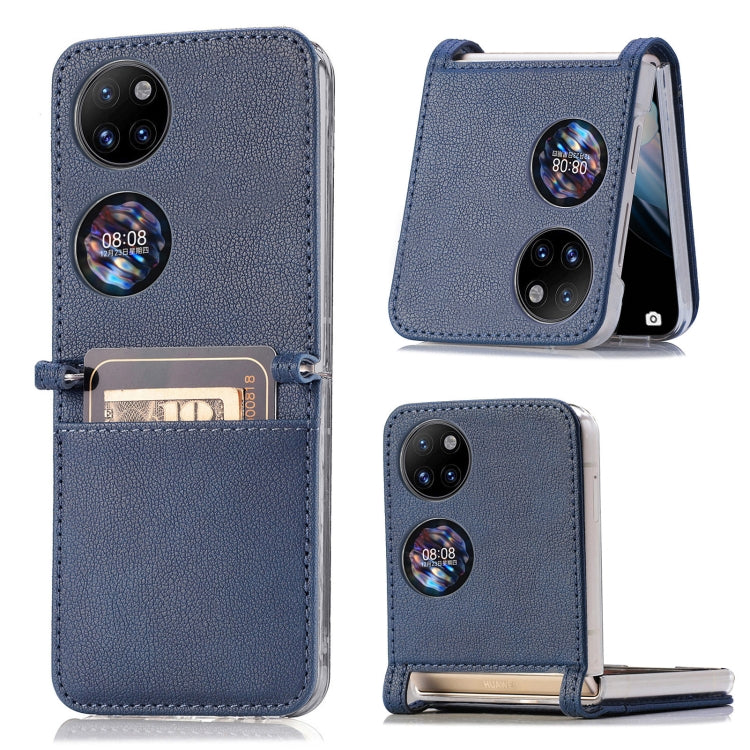 Litchi Pattern Card Folding Phone Case, For Huawei P50 Pocket