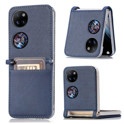 Litchi Pattern Card Folding Phone Case, For Huawei P50 Pocket