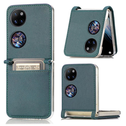 Litchi Pattern Card Folding Phone Case, For Huawei P50 Pocket