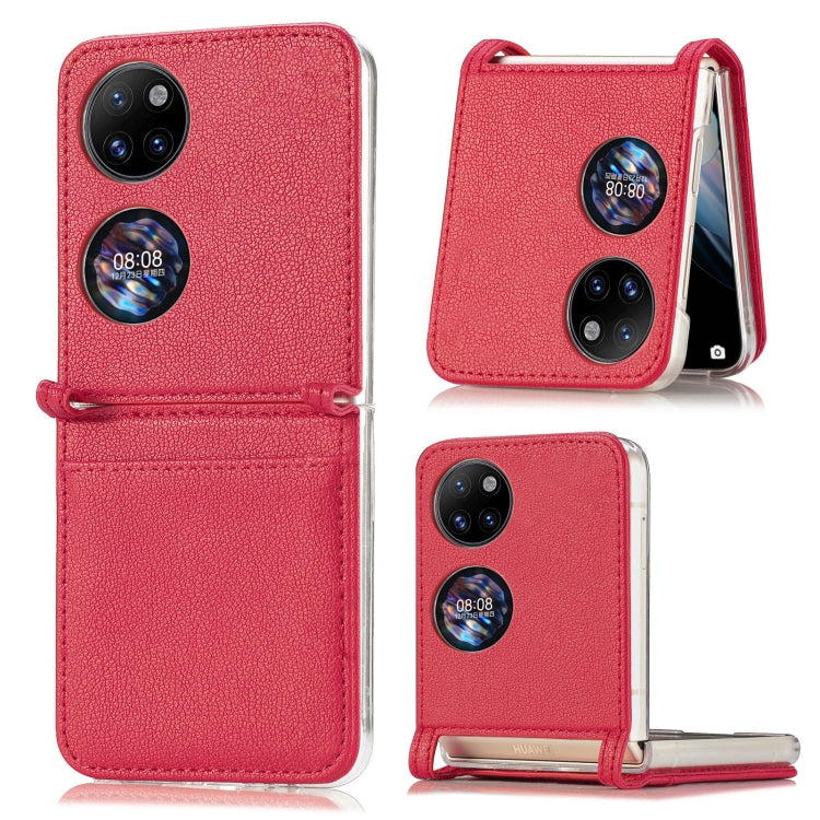 Litchi Pattern Card Folding Phone Case, For Huawei P50 Pocket
