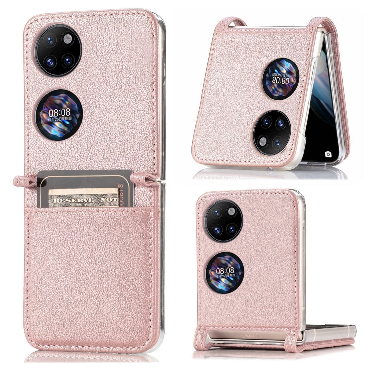 Litchi Pattern Card Folding Phone Case, For Huawei P50 Pocket