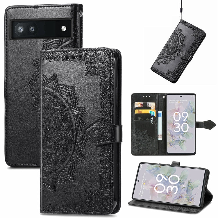 Mandala Flower Embossed Flip Leather Phone Case, For Google Pixel 6a, For Motorola Moto G31, For Motorola Moto G51, For Motorola Moto G71 5G