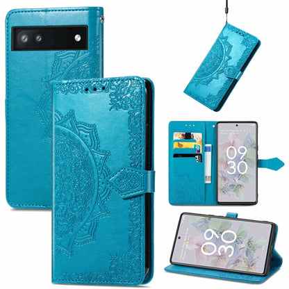 Mandala Flower Embossed Flip Leather Phone Case, For Google Pixel 6a, For Motorola Moto G31, For Motorola Moto G51, For Motorola Moto G71 5G