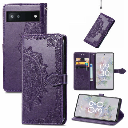 Mandala Flower Embossed Flip Leather Phone Case, For Google Pixel 6a, For Motorola Moto G31, For Motorola Moto G51, For Motorola Moto G71 5G