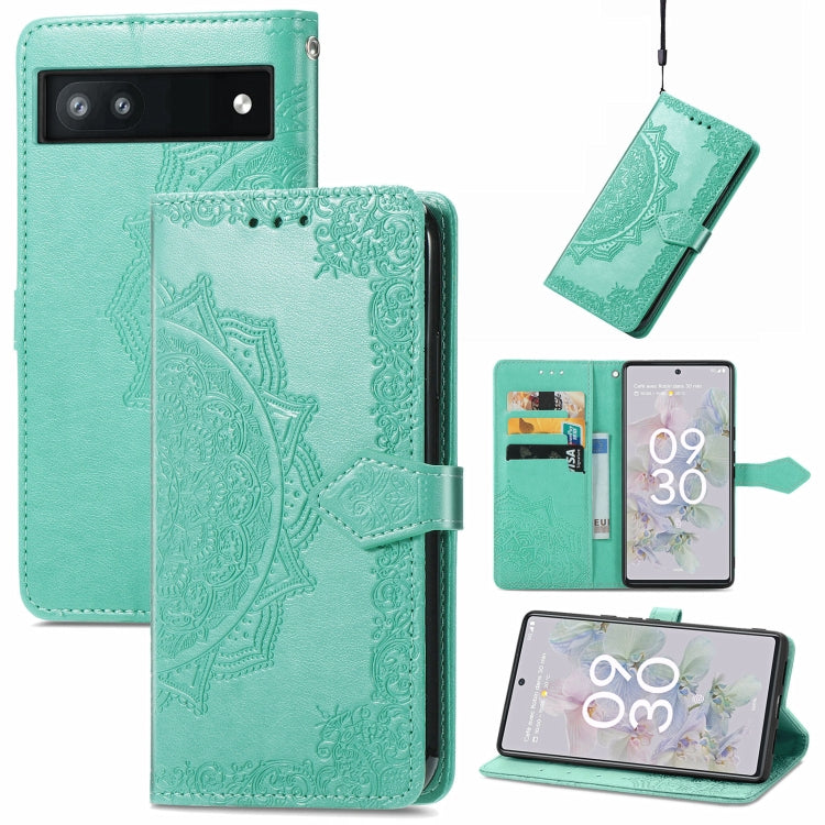 Mandala Flower Embossed Flip Leather Phone Case, For Google Pixel 6a, For Motorola Moto G31, For Motorola Moto G51, For Motorola Moto G71 5G