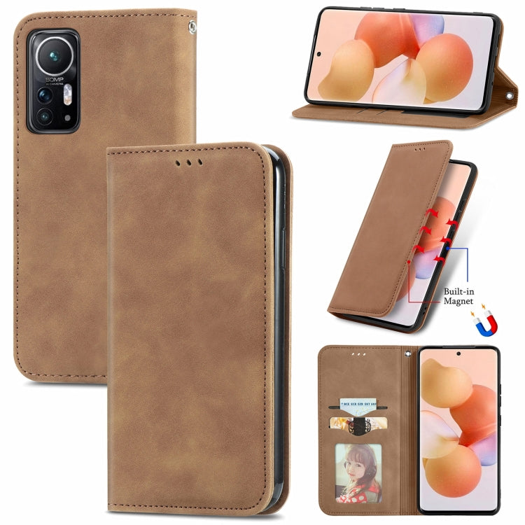 Retro Skin Feel Magnetic Flip Leather Phone Case, For Xiaomi 12 / 12X