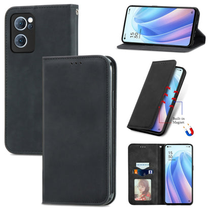 Black magnetic flip leather phone case with card window and magnet closure
