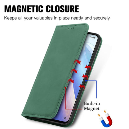 Green magnetic flip leather phone case with built-in magnet closure