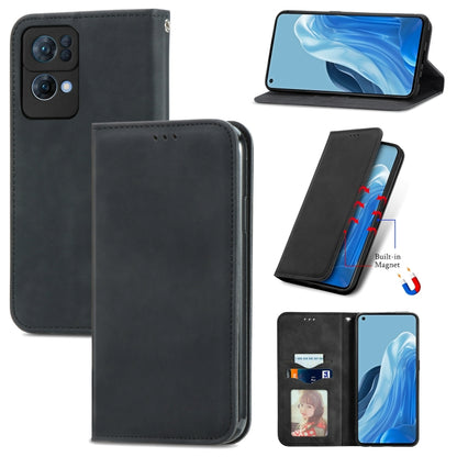 Magnetic flip leather phone case with card slot, black finish, for OPPO/vivo models