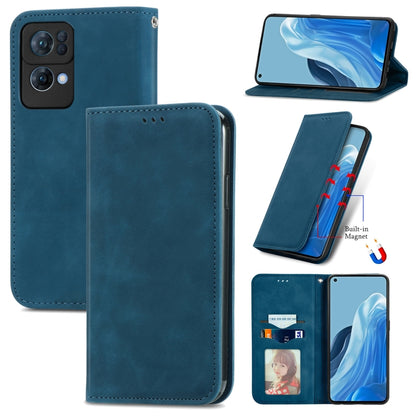 Magnetic flip leather phone case with card slot, blue finish, for OPPO/vivo models