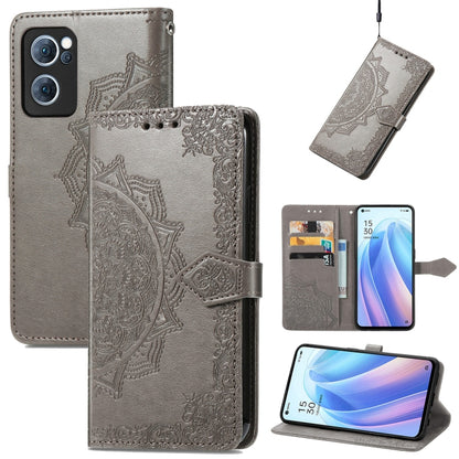 Mandala Flower Embossed Flip Leather Phone Case, For OPPO Reno7 5G, For OPPO Reno7 Pro 5G, For OPPO A16K