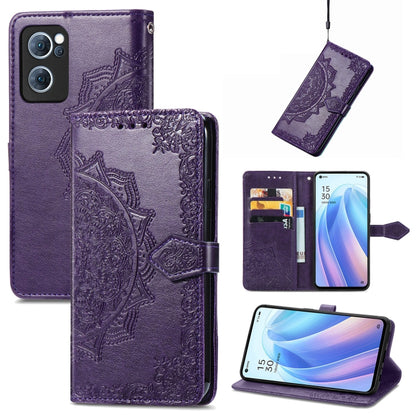 Mandala Flower Embossed Flip Leather Phone Case, For OPPO Reno7 5G, For OPPO Reno7 Pro 5G, For OPPO A16K