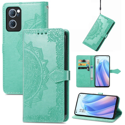 Mandala Flower Embossed Flip Leather Phone Case, For OPPO Reno7 5G, For OPPO Reno7 Pro 5G, For OPPO A16K