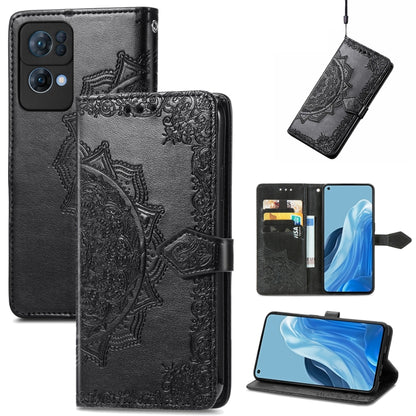 Mandala Flower Embossed Flip Leather Phone Case, For OPPO Reno7 5G, For OPPO Reno7 Pro 5G, For OPPO A16K