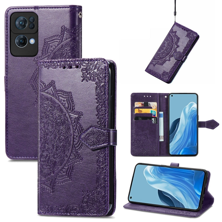 Mandala Flower Embossed Flip Leather Phone Case, For OPPO Reno7 5G, For OPPO Reno7 Pro 5G, For OPPO A16K