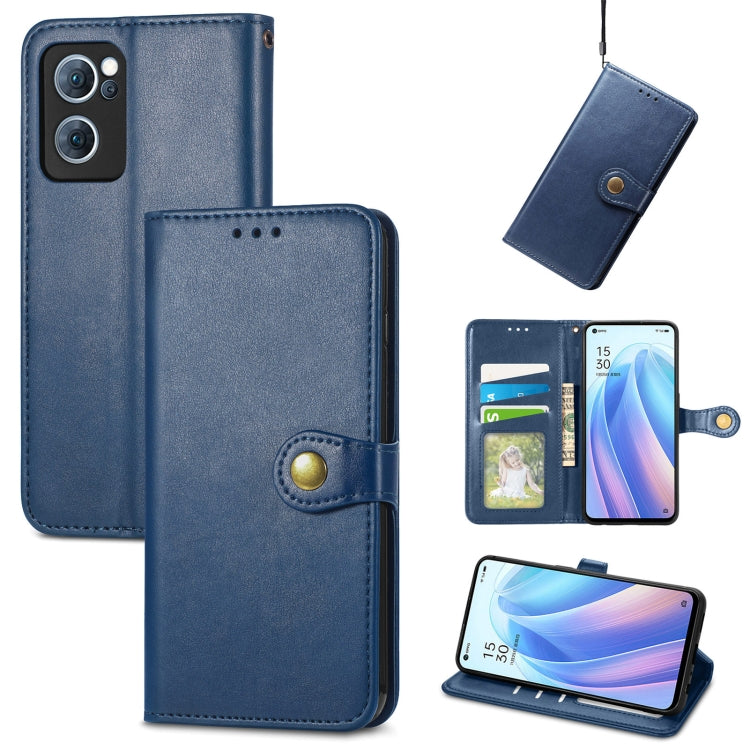 Solid Color Leather Buckle Phone Case, For OPPO A16K, For OPPO Reno7 5G