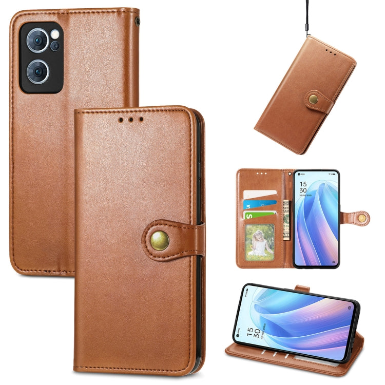 Solid Color Leather Buckle Phone Case, For OPPO A16K, For OPPO Reno7 5G