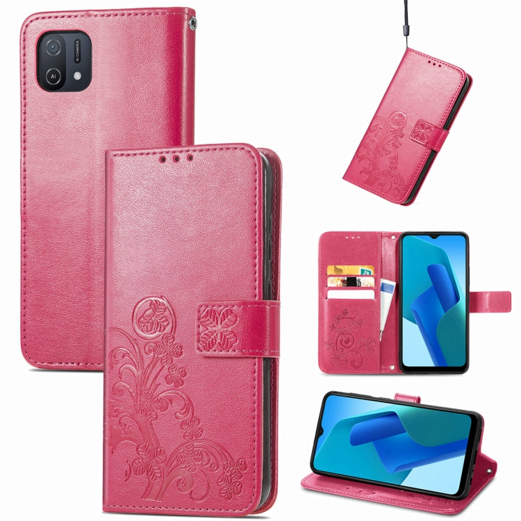Four-leaf Clasp Embossed Buckle Leather Phone Case, For OPPO A16K, For OPPO Reno7 5G