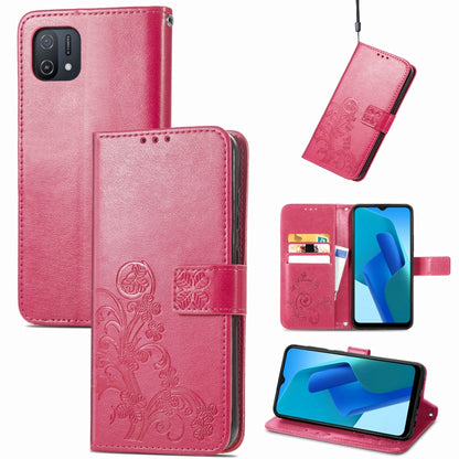 Four-leaf Clasp Embossed Buckle Leather Phone Case, For OPPO A16K, For OPPO Reno7 5G