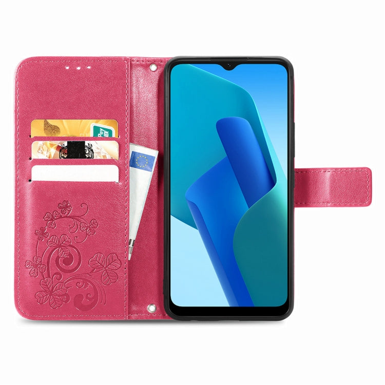 Four-leaf Clasp Embossed Buckle Leather Phone Case, For OPPO A16K, For OPPO Reno7 5G