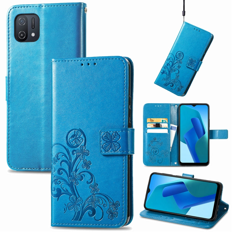 Four-leaf Clasp Embossed Buckle Leather Phone Case, For OPPO A16K, For OPPO Reno7 5G