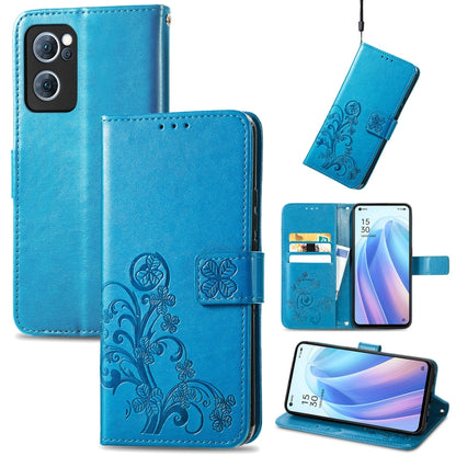 Four-leaf Clasp Embossed Buckle Leather Phone Case, For OPPO A16K, For OPPO Reno7 5G