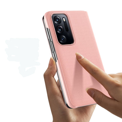 Plated Mirror Folding Flip Leather Phone Case with Holder, For OPPO Find N