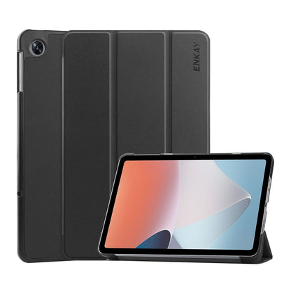 Black tri-fold smart tablet case with ENKAY logo, stand cover and front screen holder