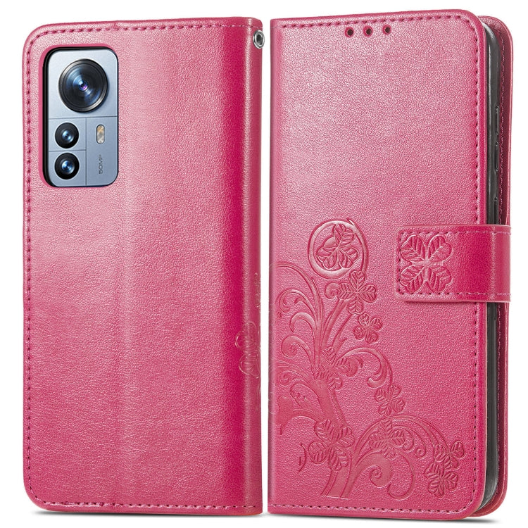 Four-leaf Clasp Embossed Buckle Leather Phone Case, For Xiaomi 12 Pro