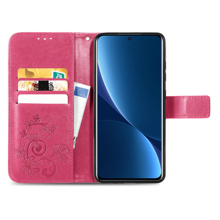 Four-leaf Clasp Embossed Buckle Leather Phone Case, For Xiaomi 12 Pro