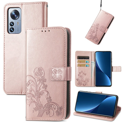 Four-leaf Clasp Embossed Buckle Leather Phone Case, For Xiaomi 12 Pro