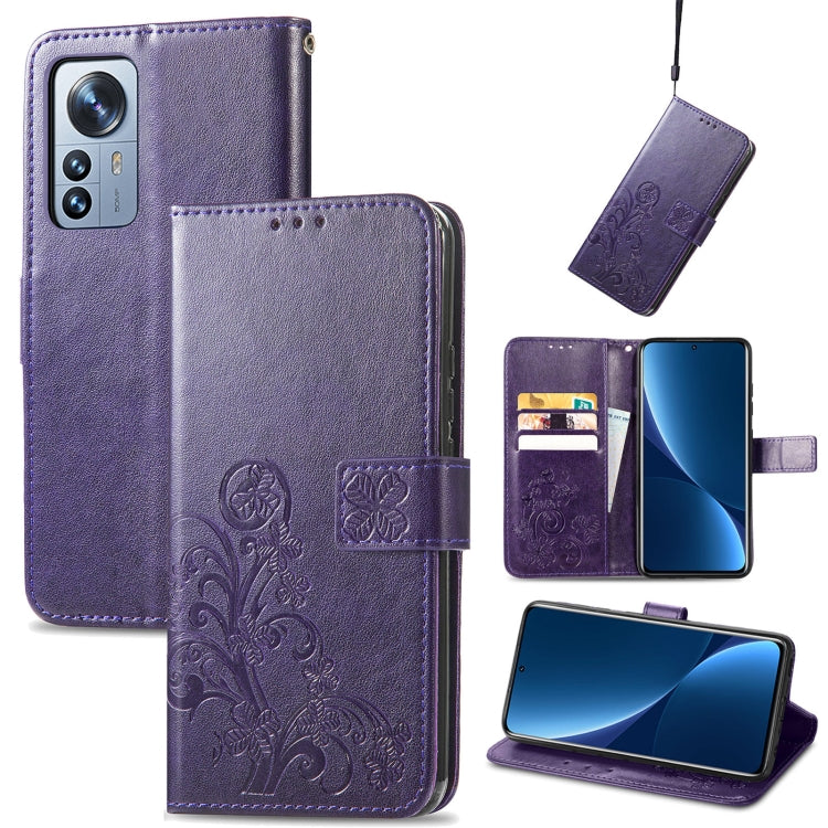 Four-leaf Clasp Embossed Buckle Leather Phone Case, For Xiaomi 12 Pro