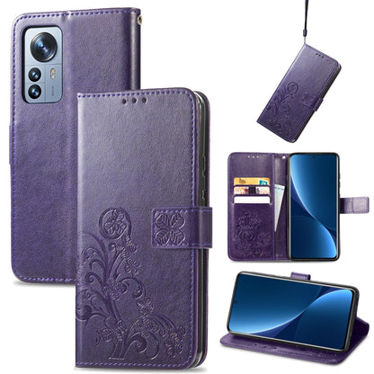 Four-leaf Clasp Embossed Buckle Leather Phone Case, For Xiaomi 12 Pro