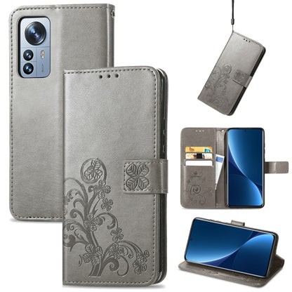 Four-leaf Clasp Embossed Buckle Leather Phone Case, For Xiaomi 12 Pro