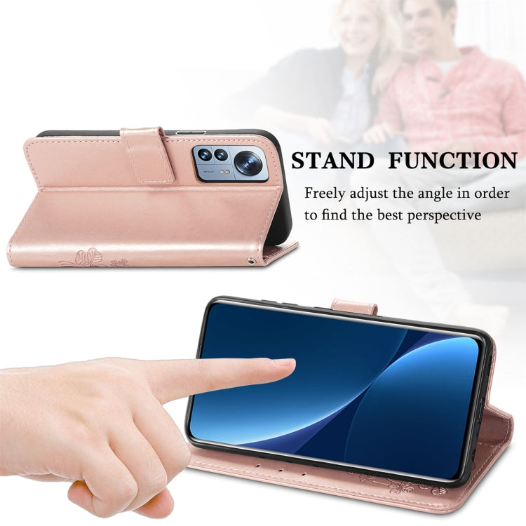 Four-leaf Clasp Embossed Buckle Leather Phone Case, For Xiaomi 12 Pro