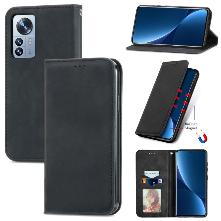 Retro Skin Feel Magnetic Flip Leather Phone Case, For Xiaomi 12 Pro