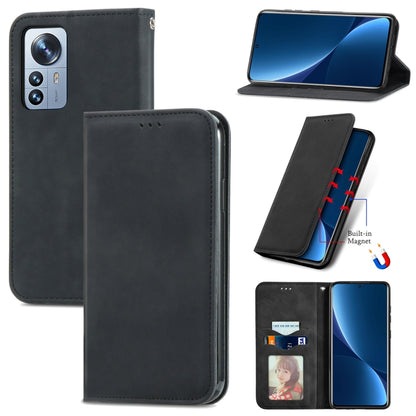 Retro Skin Feel Magnetic Flip Leather Phone Case, For Xiaomi 12 Pro