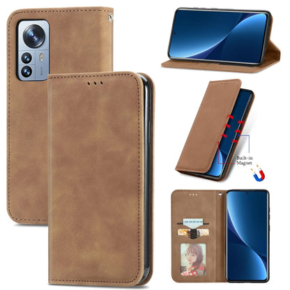 Retro Skin Feel Magnetic Flip Leather Phone Case, For Xiaomi 12 Pro