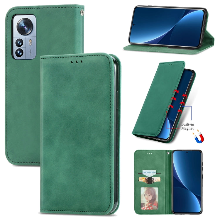 Retro Skin Feel Magnetic Flip Leather Phone Case, For Xiaomi 12 Pro