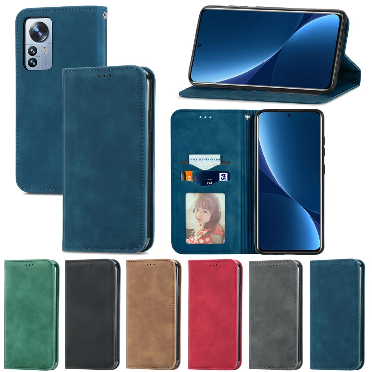 Retro Skin Feel Magnetic Flip Leather Phone Case, For Xiaomi 12 Pro
