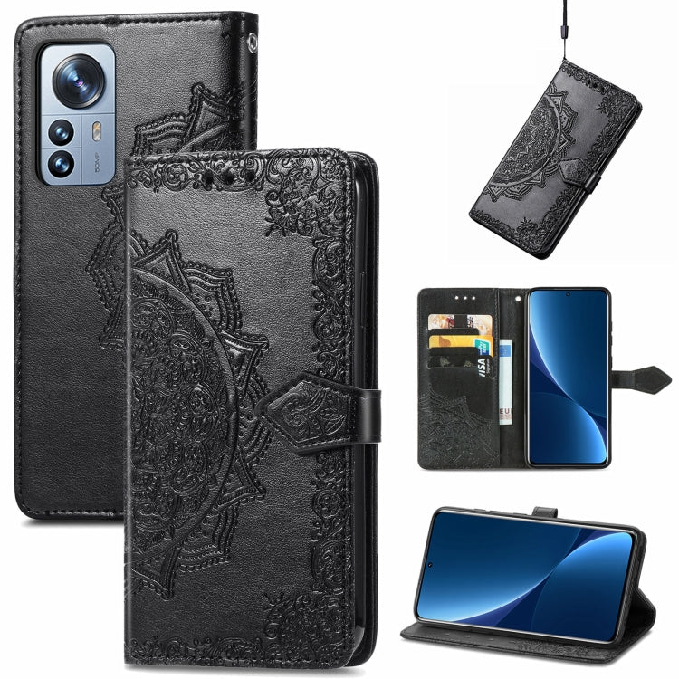 Mandala Flower Embossed Horizontal Flip Leather Phone Case, For Xiaomi 12 Pro