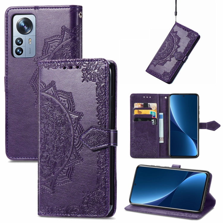 Mandala Flower Embossed Horizontal Flip Leather Phone Case, For Xiaomi 12 Pro