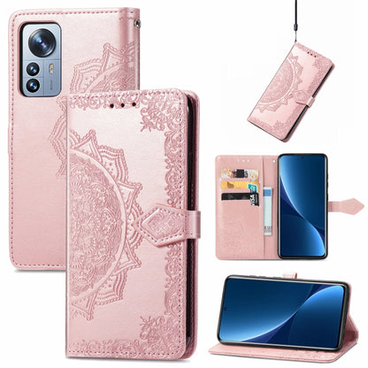 Mandala Flower Embossed Horizontal Flip Leather Phone Case, For Xiaomi 12 Pro