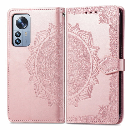 Mandala Flower Embossed Horizontal Flip Leather Phone Case, For Xiaomi 12 Pro