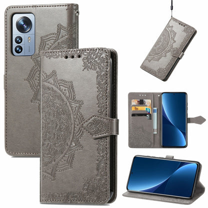 Mandala Flower Embossed Horizontal Flip Leather Phone Case, For Xiaomi 12 Pro