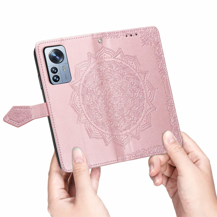 Mandala Flower Embossed Horizontal Flip Leather Phone Case, For Xiaomi 12 Pro